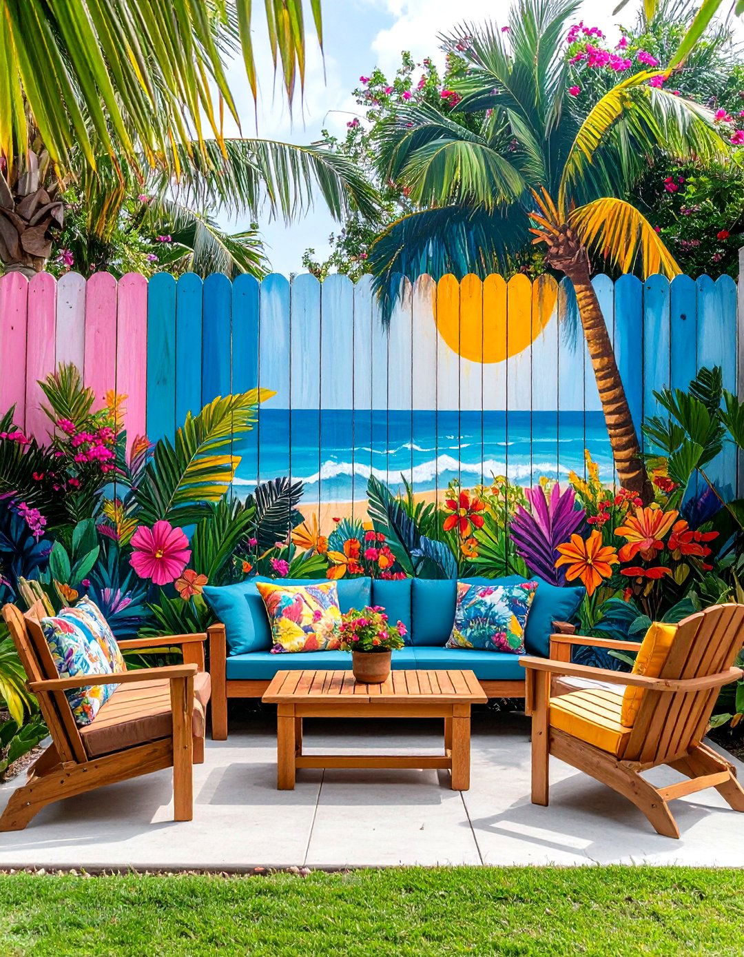 Painted Mural Privacy Fence - 30 privacy fence ideas for backyard