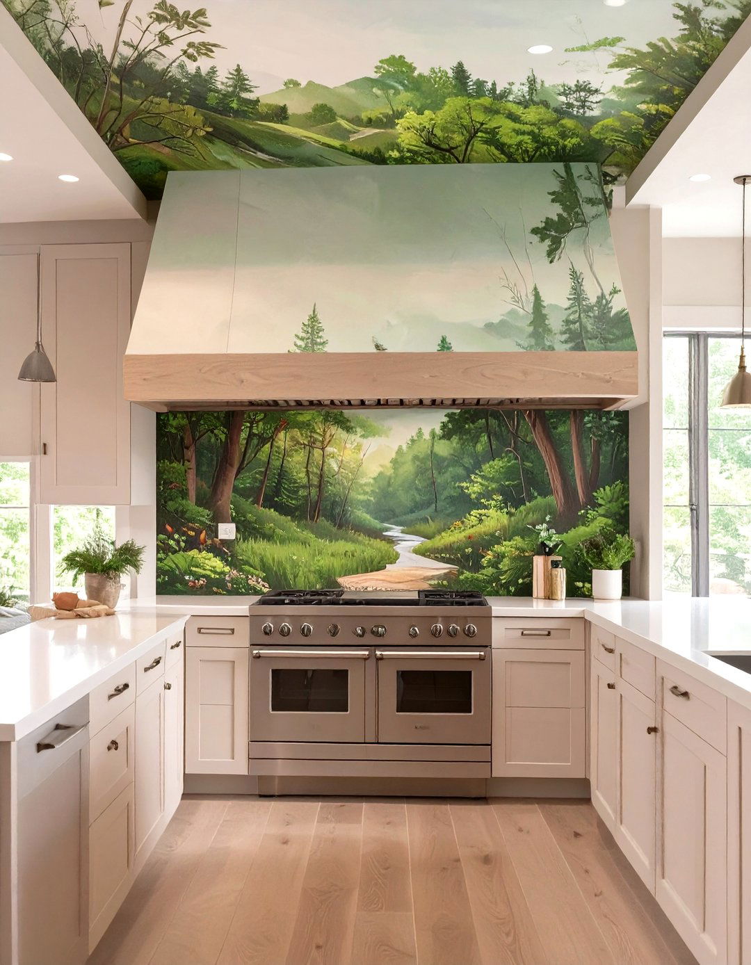 Painted Mural Soffit - 30 creative ideas for kitchen soffits