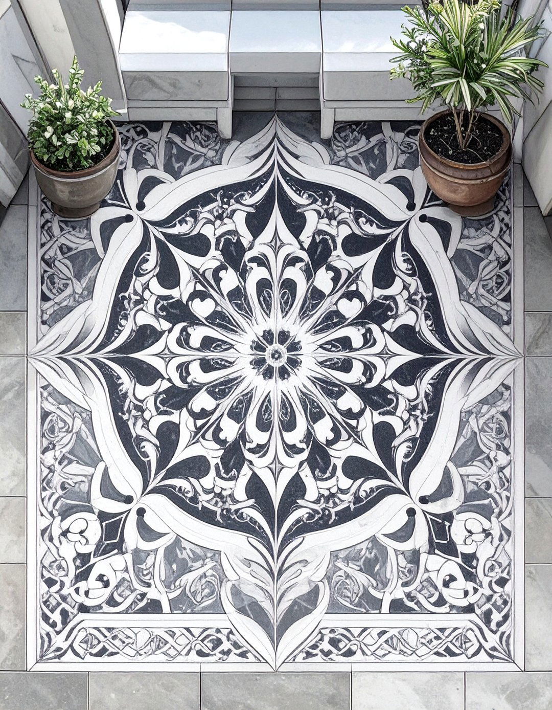 Painted Patio Floor Stencil - 30 outdoor  decorations ideas diy