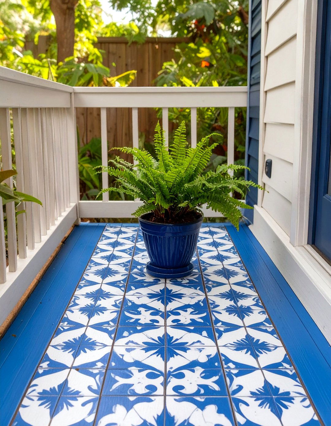 Painted Pattern Small Deck Floor - 30 small deck ideas on a budget
