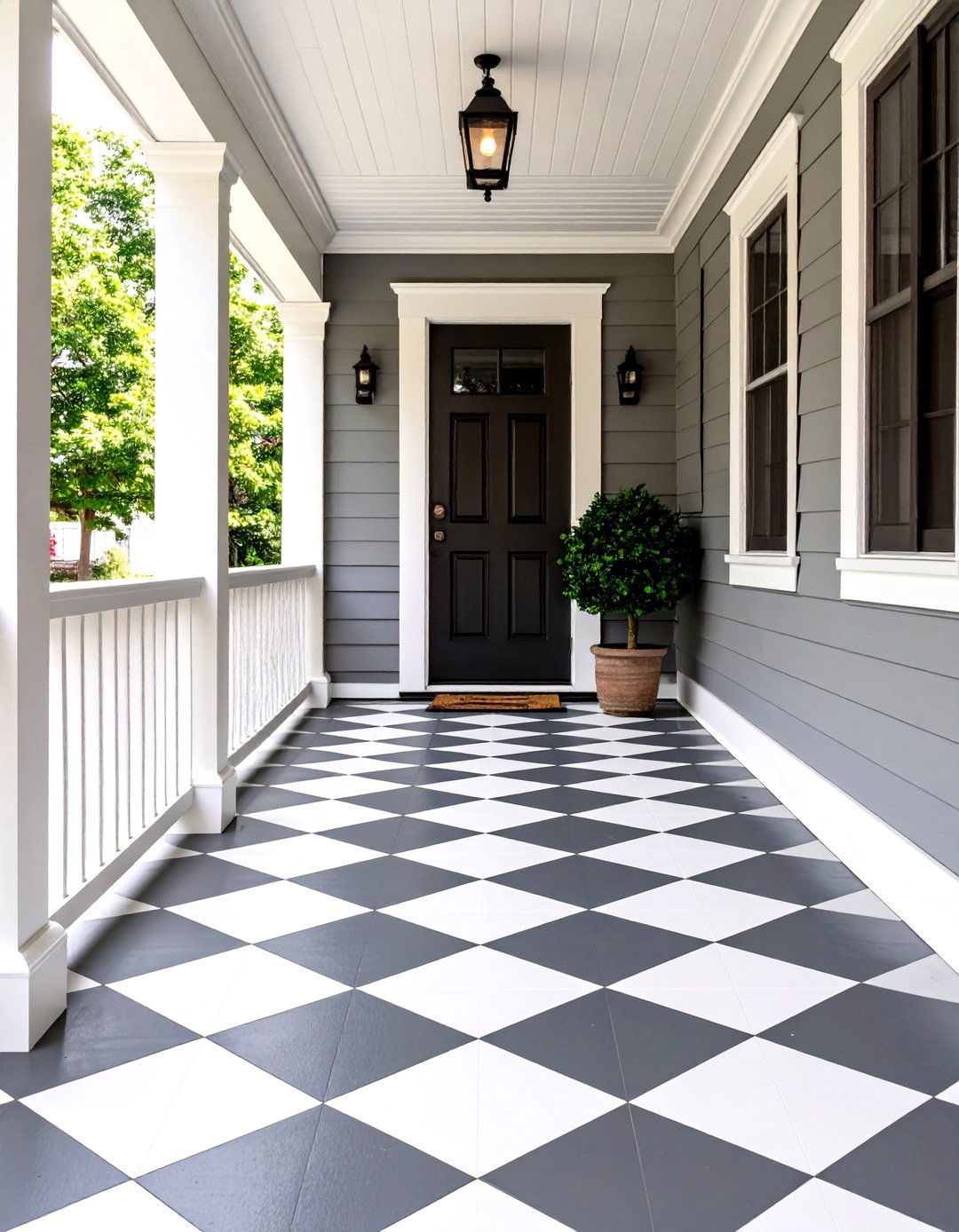 Painted Porch Floor - 30 very small front porch decorating ideas