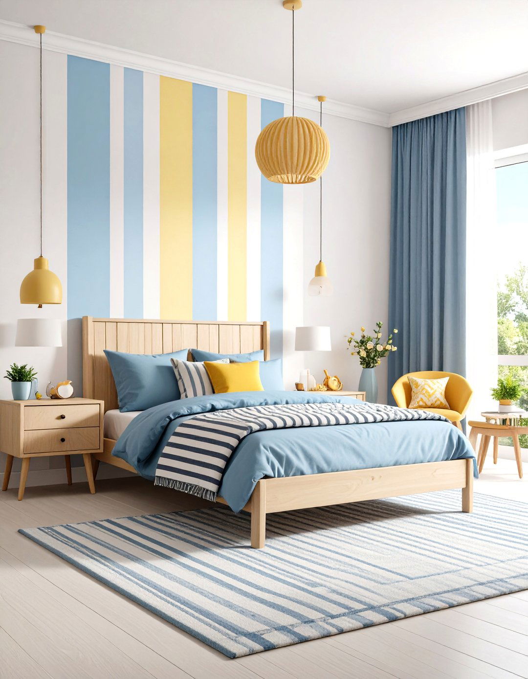 Painted Radiating Stripes on an Accent Wall - 30 radiation in interior design ideas