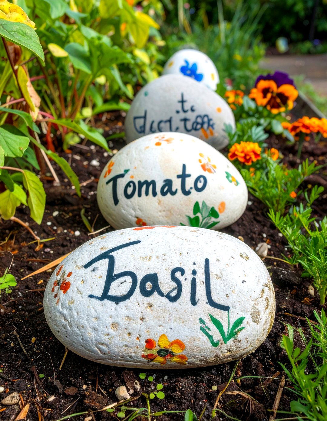 Painted Rock Garden Markers - 30 simple garden ideas