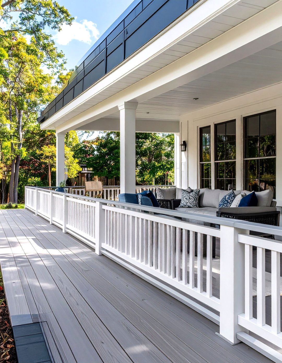 Painted Shadow Box Railing - 30 inexpensive deck railing ideas