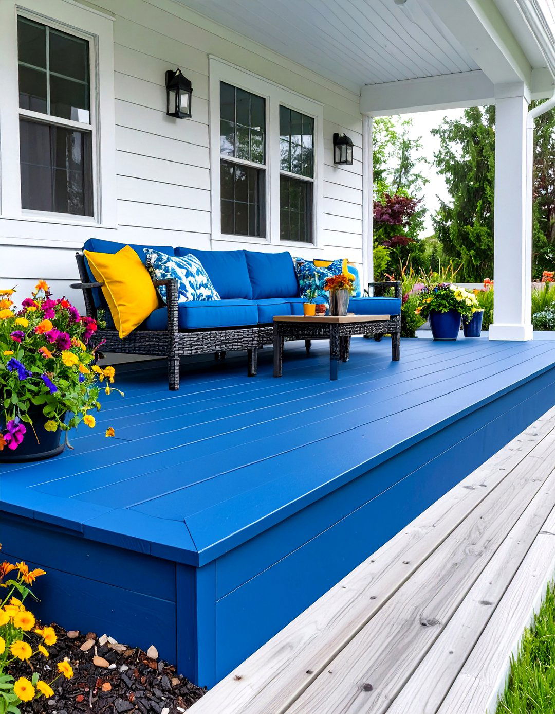 Painted Wood in a Bold Color - 30 horizontal deck skirting ideas