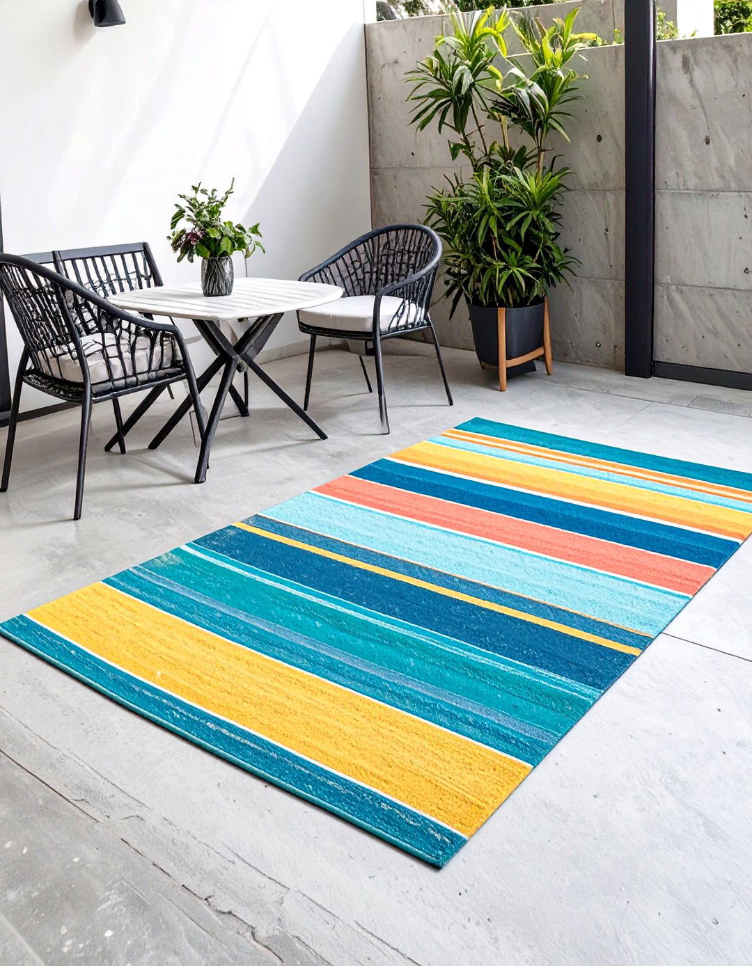 Painting a Faux Rug on Your Concrete Patio - 30 simple concrete patio ideas on a budget