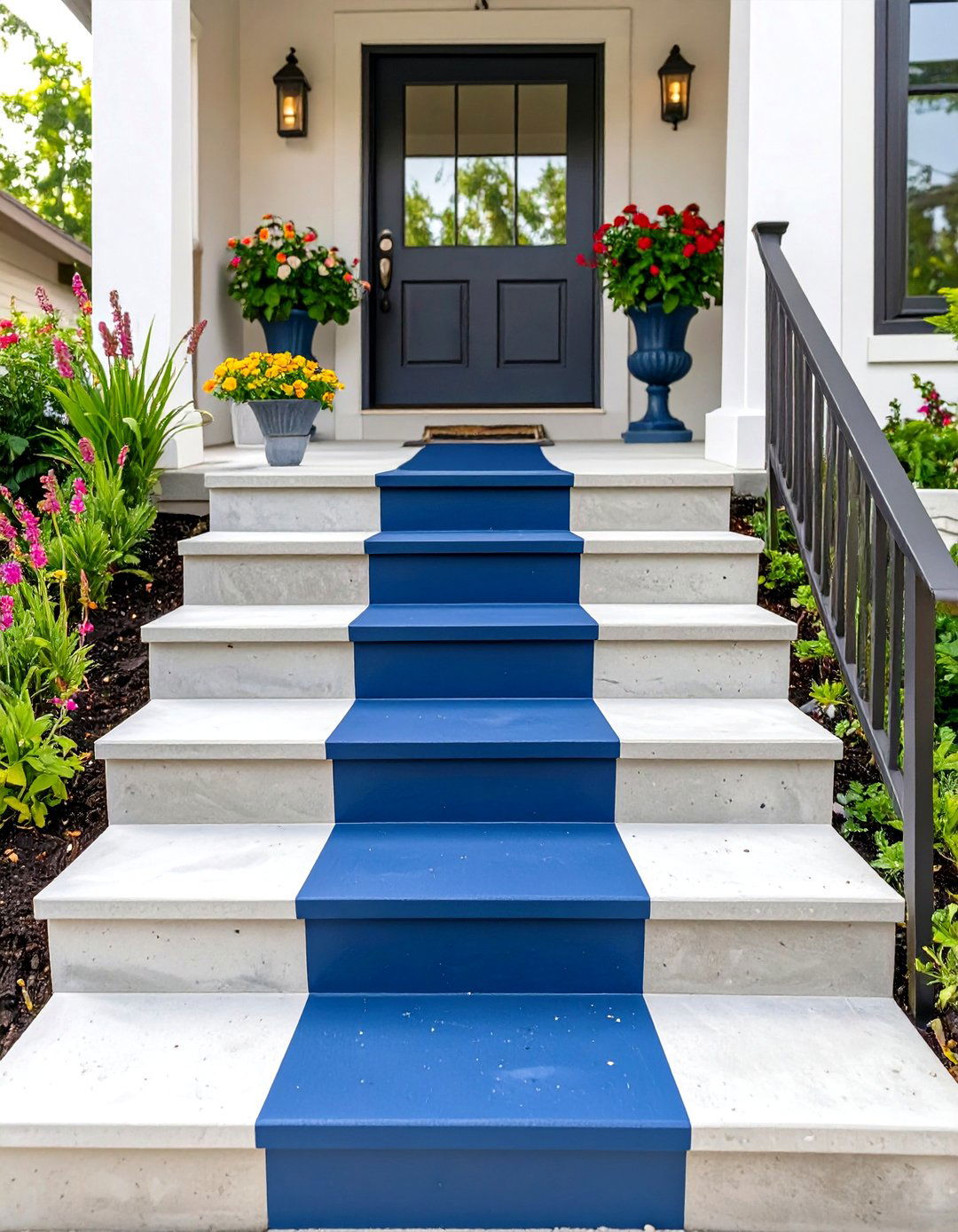 Painting a Faux Runner on Small Patio Steps - 30 small patio ideas on a budget