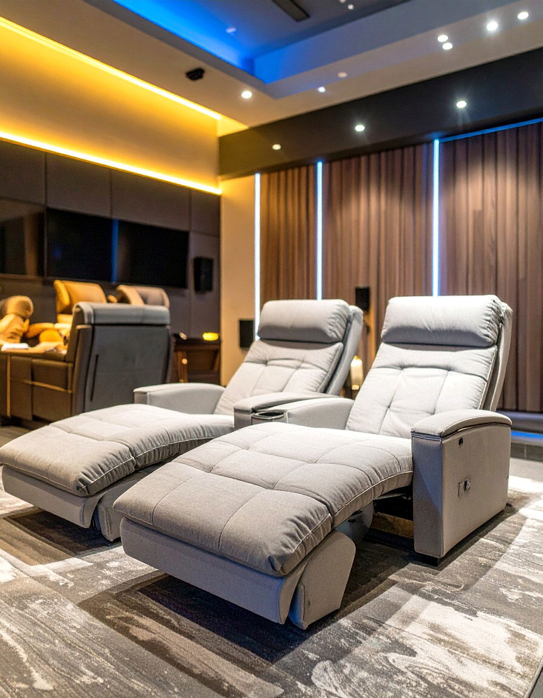 Pair of Chaises Side by Side - 30 small home theater seating ideas