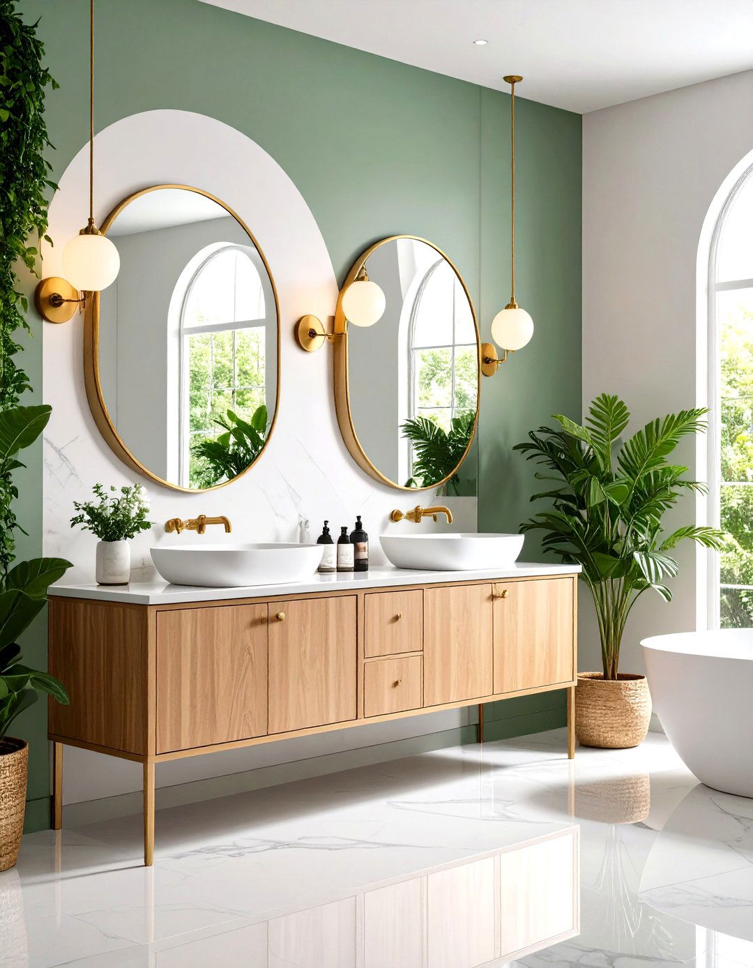 Paired Sconces Flanking the Mirror - 30 pinterest bathroom ideas