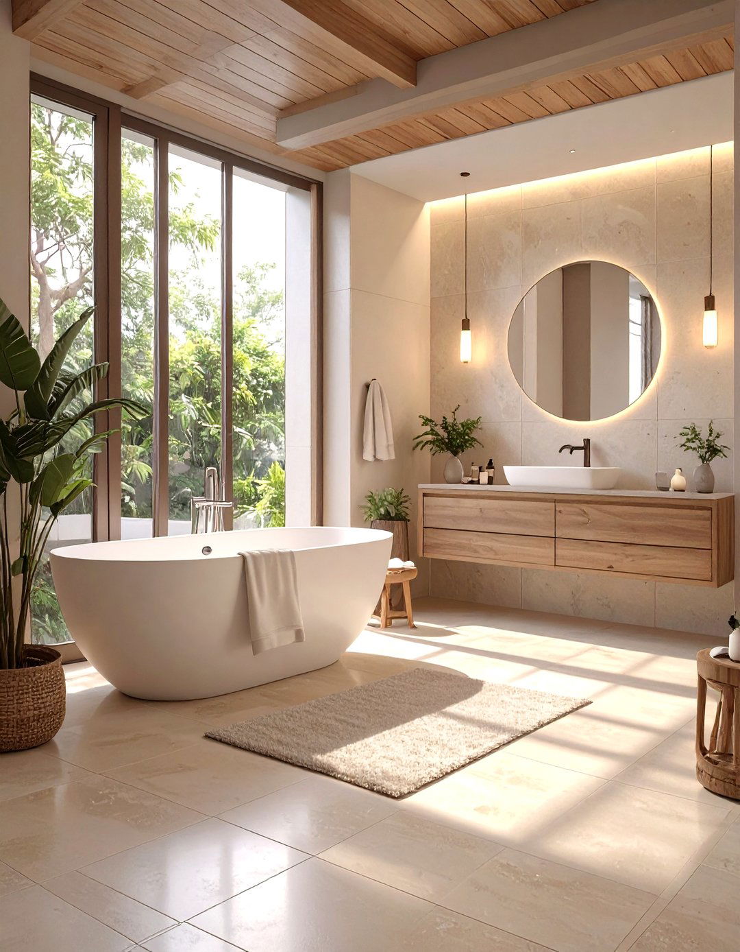 Paired Texture Bathroom - 30 modern bathroom tile ideas