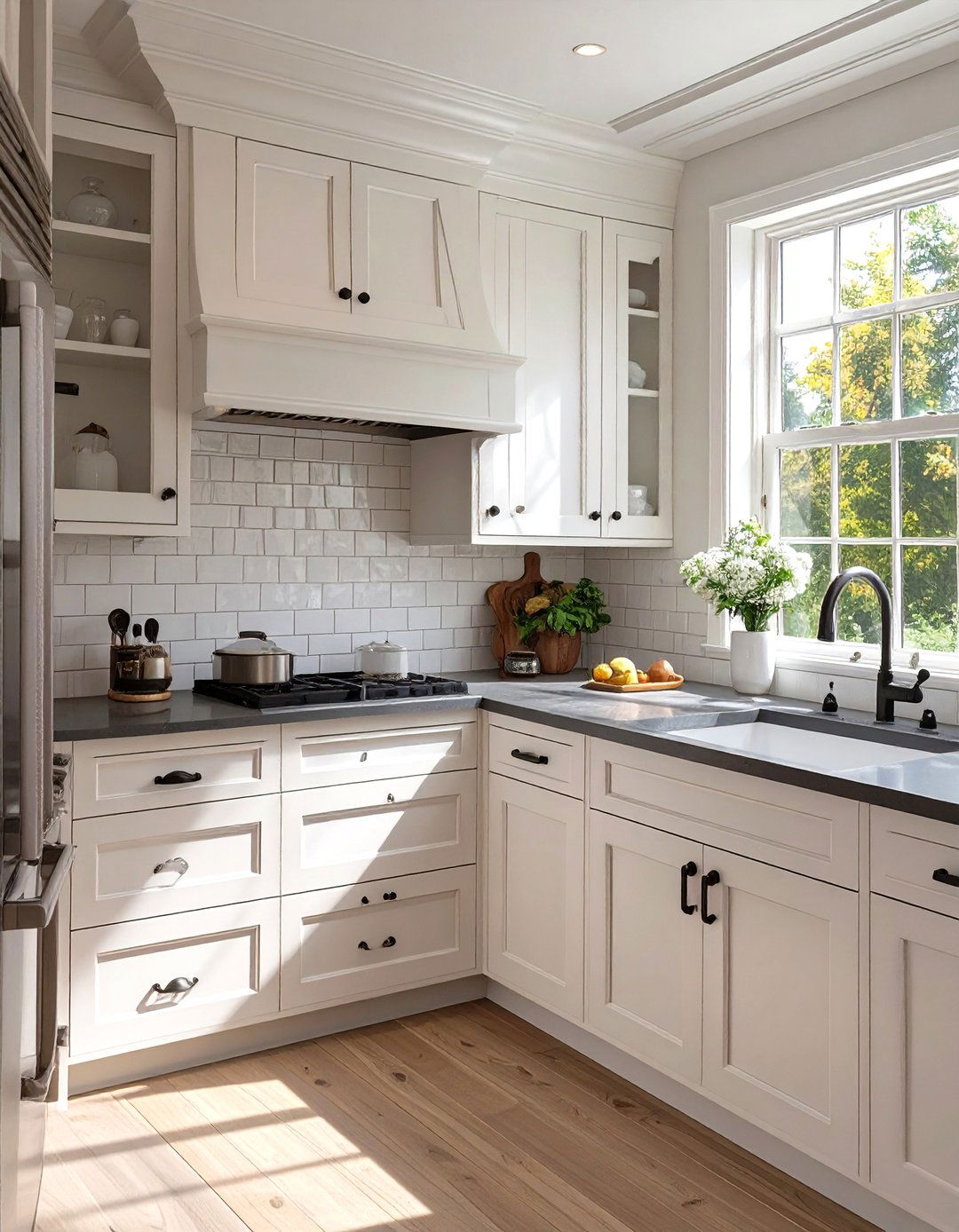 Pairing Classic Cabinetry with Modern Hardware - 30 transitional interior design style ideas