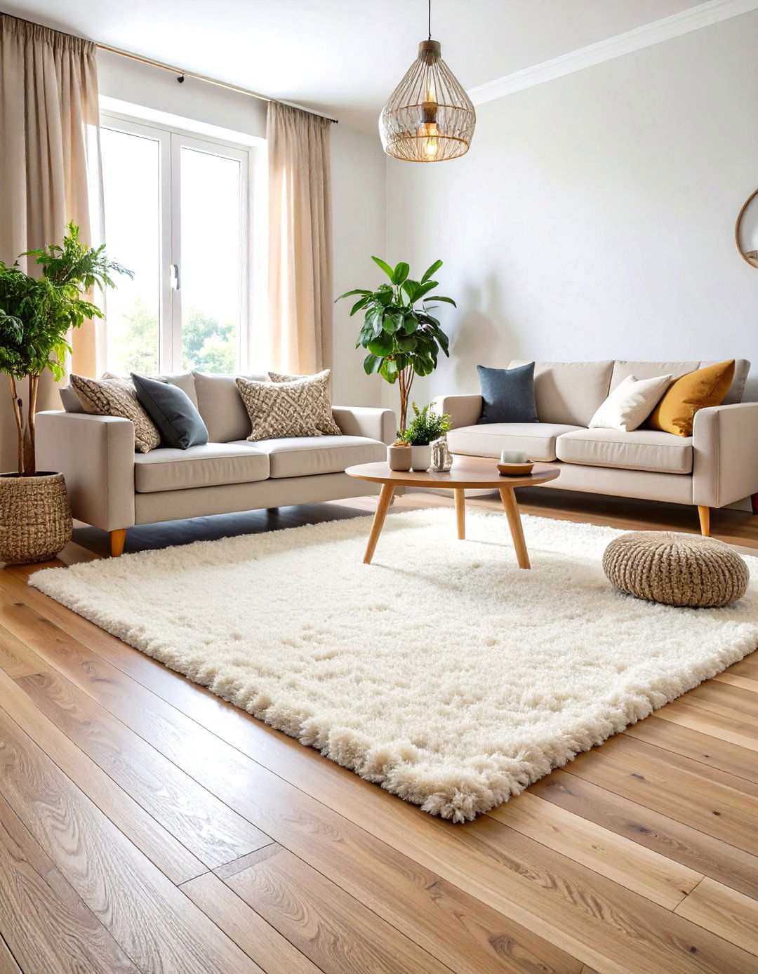 Pairing Hardwood Flooring with a Wool Area Rug - 30 quiet luxury interior design ideas