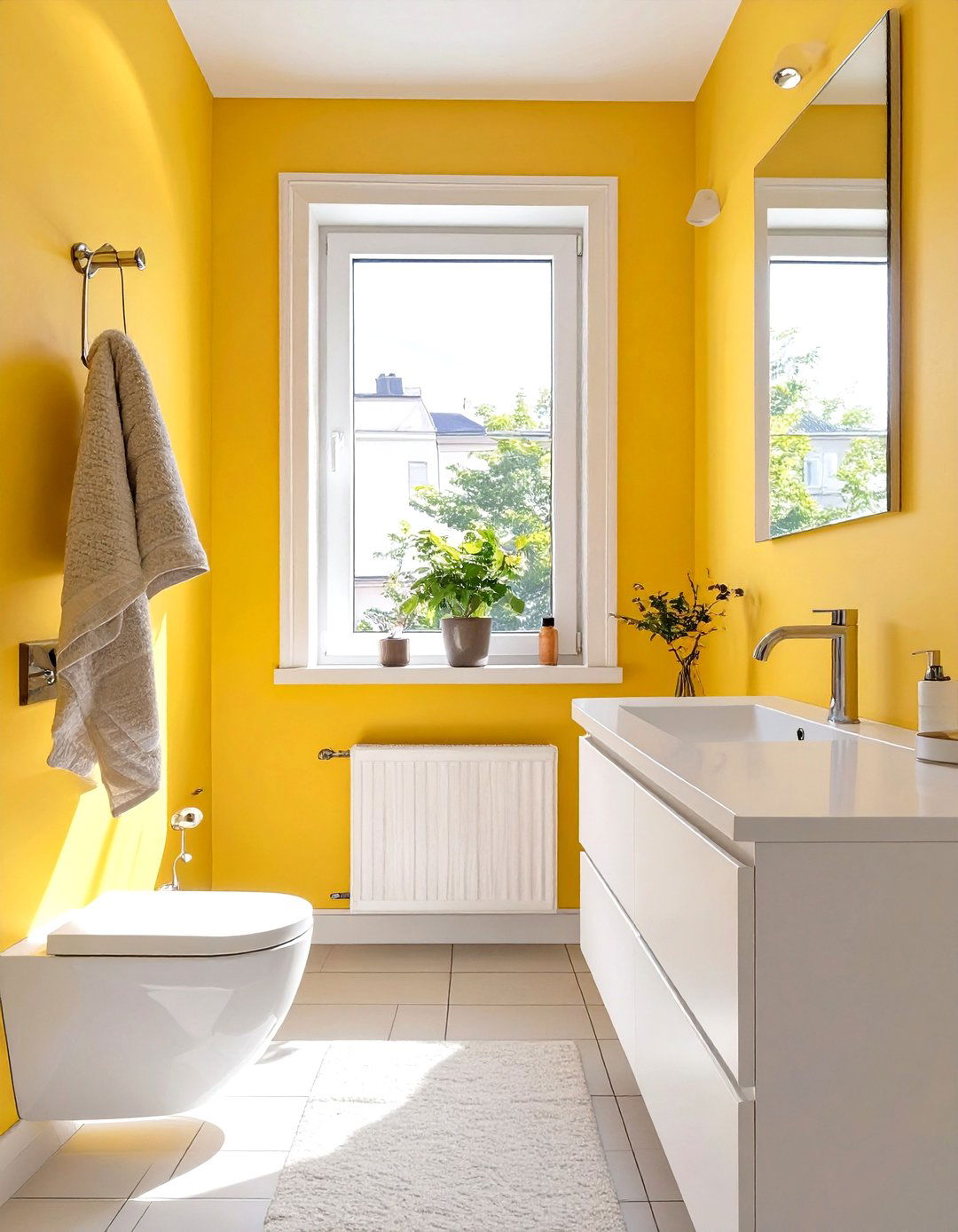 Pale Yellow for a Sunny Energetic Space - 30 small bathroom bathroom color ideas