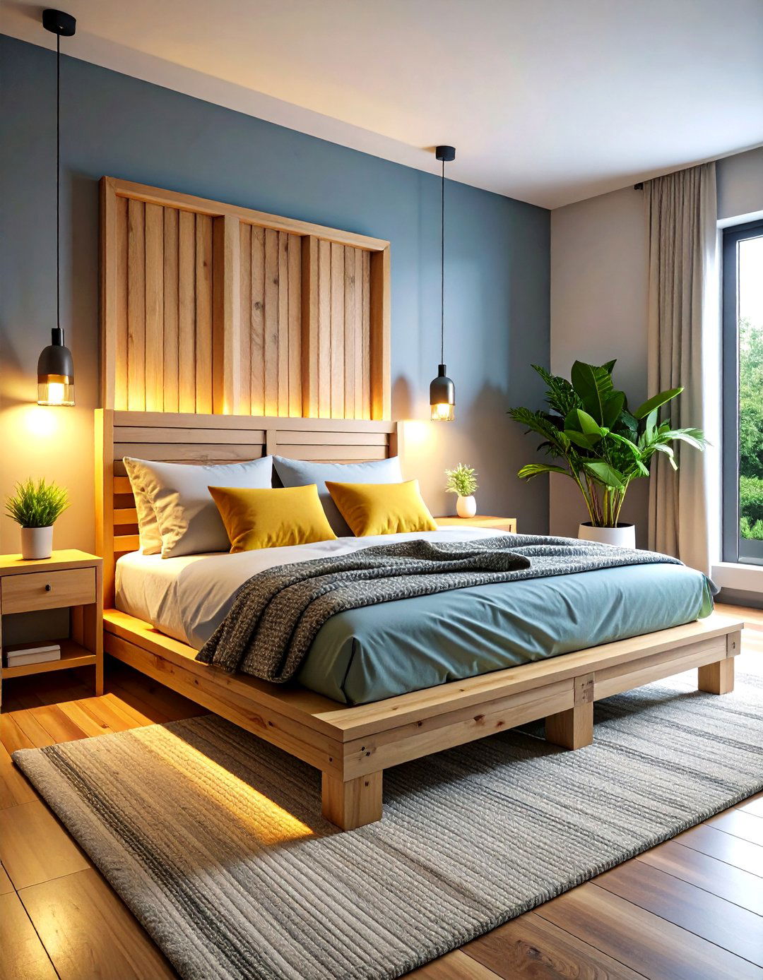 Pallet Bed with Backlit Slat Design - 30 Pallet Bed Ideas with Lights