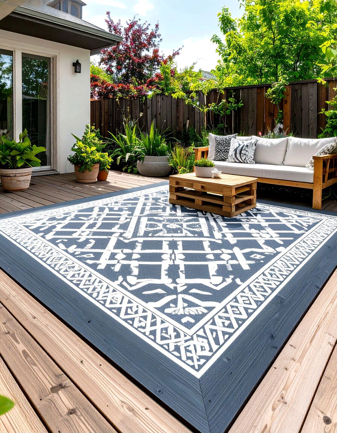 Pallet Deck with Integrated Planters - 30 pallet deck ideas