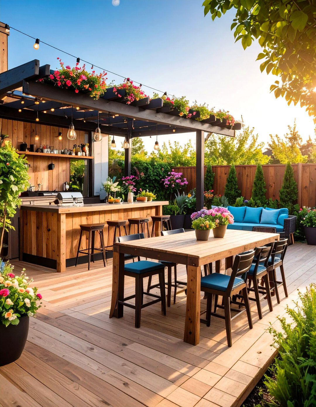 Pallet Deck with a Built in Bar - 30 pallet deck ideas