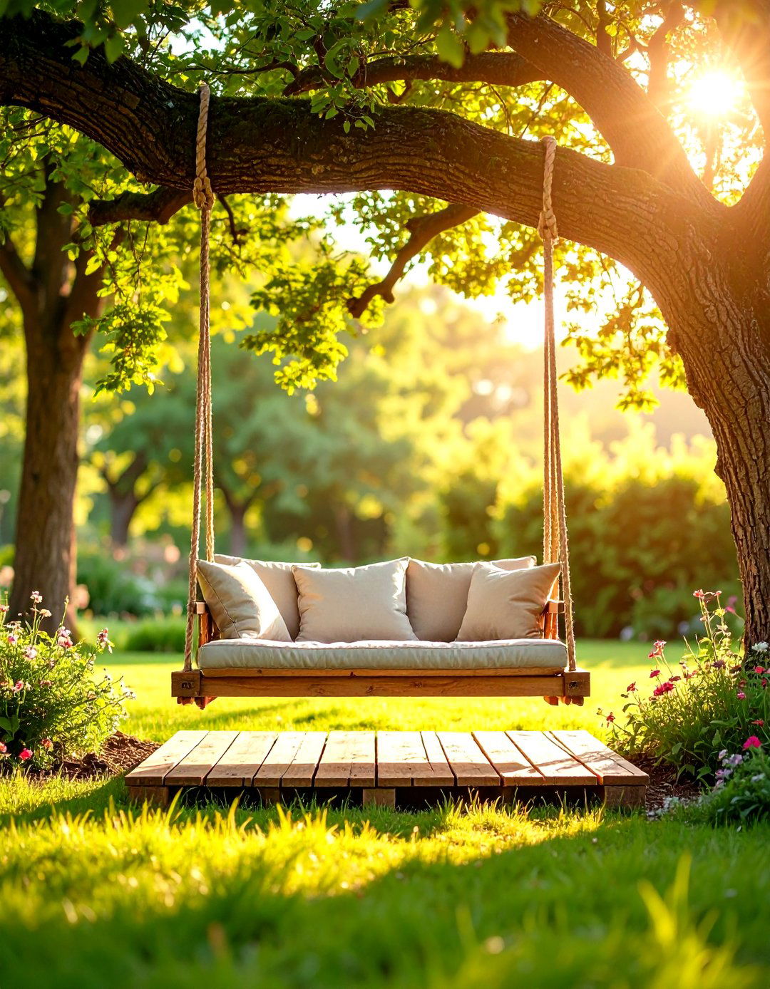 Pallet Garden Swing Chair - 30 pallet garden ideas
