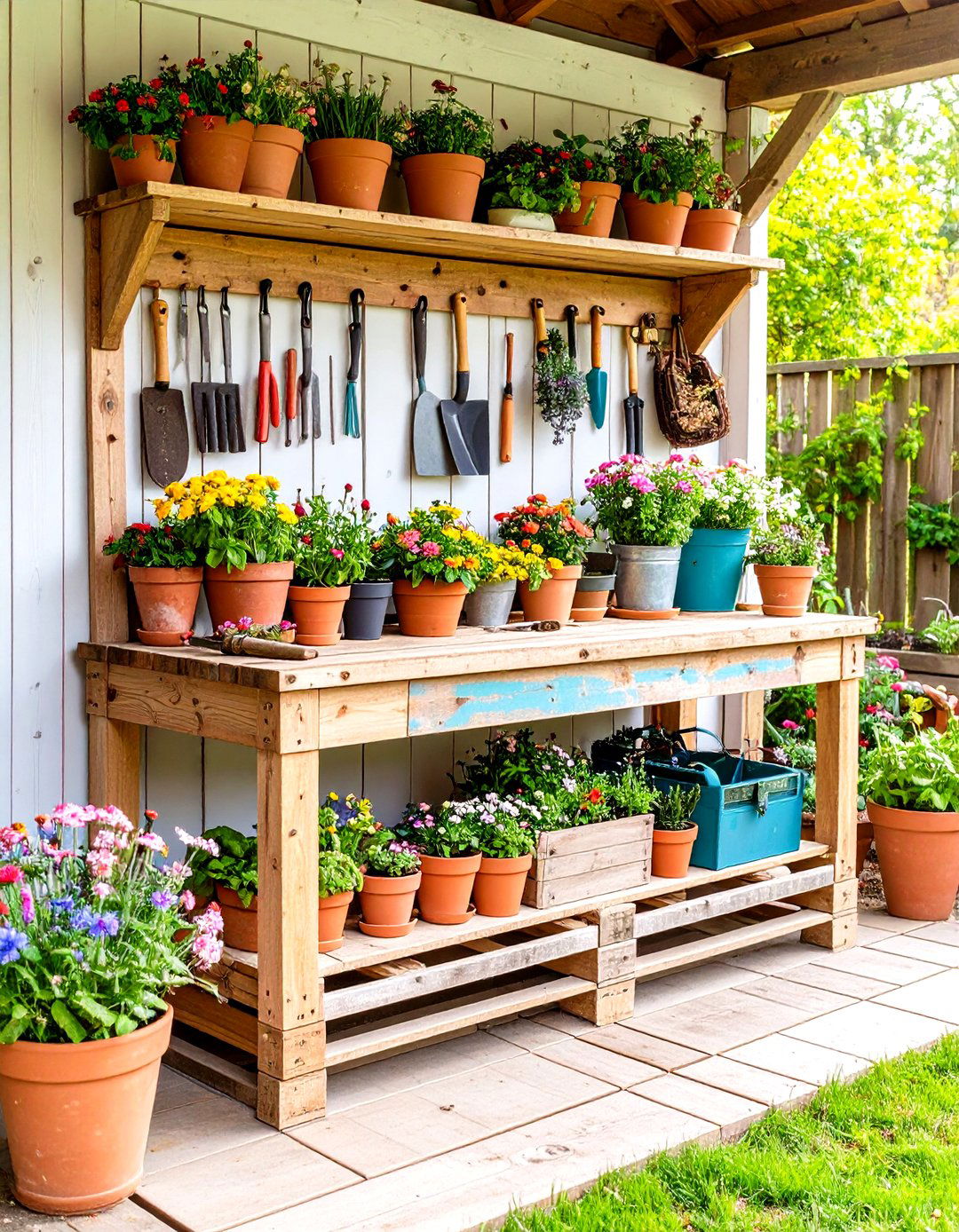 Pallet Potting Bench - 30 pallet garden ideas