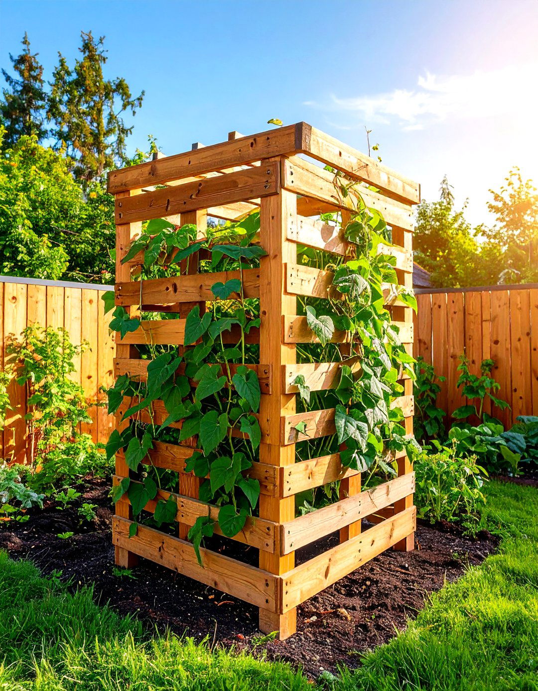 Pallet Trellis for Climbing Plants - 30 pallet garden ideas