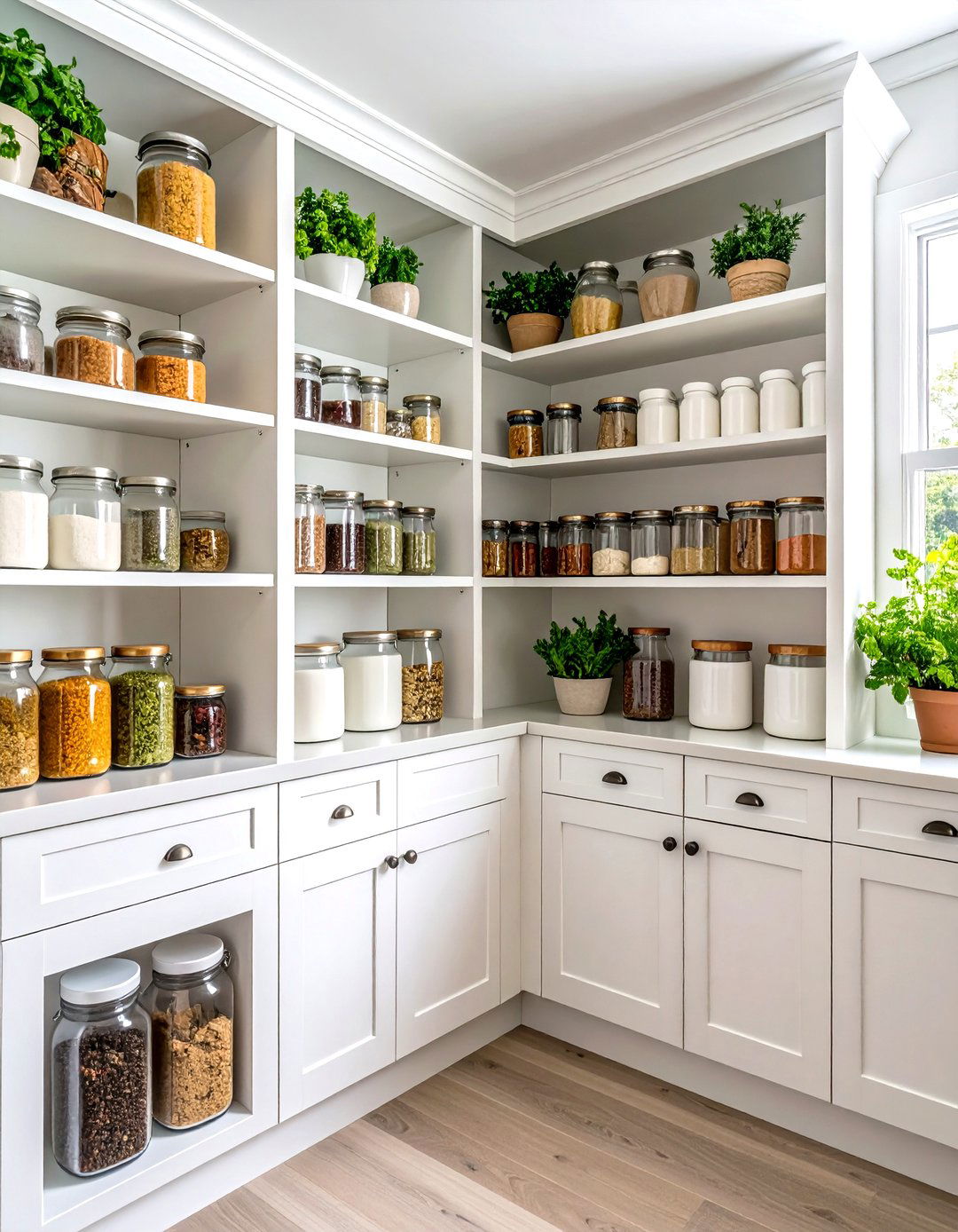 Pantry Corner Shelves with Lazy Susans - 30 pantry shelf ideas
