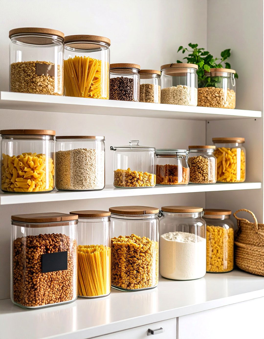 Pantry Organizing with Clear Airtight Containers - 30 pantry organizing ideas