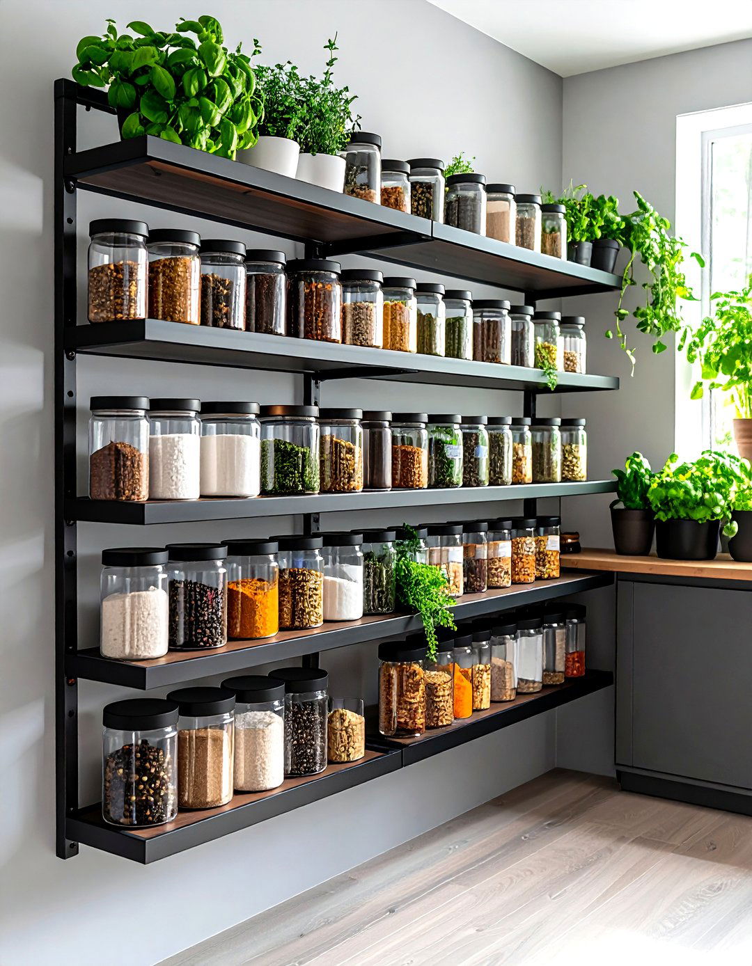 Pantry Organizing with Wall Mounted Spice Racks - 30 pantry organizing ideas