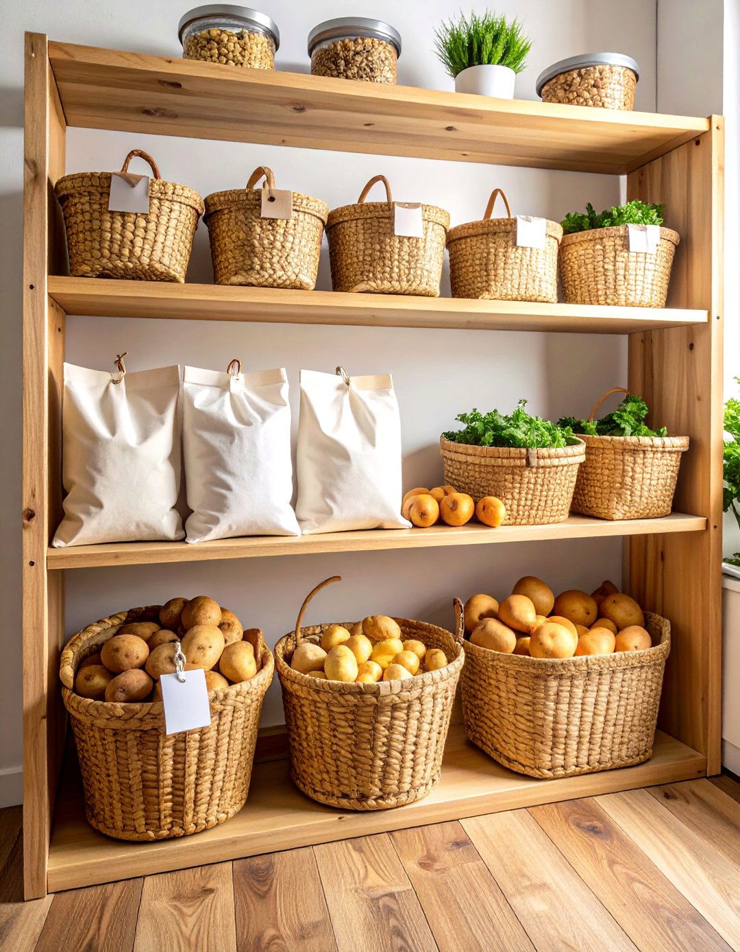 Pantry Organizing with Woven Baskets - 30 pantry organizing ideas