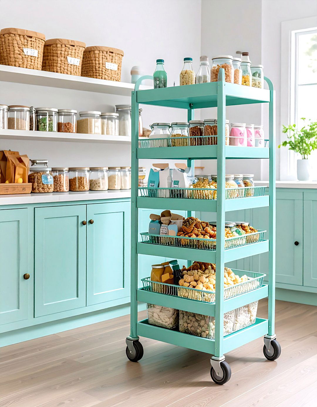 Pantry Organizing with a Rolling Cart - 30 pantry organizing ideas