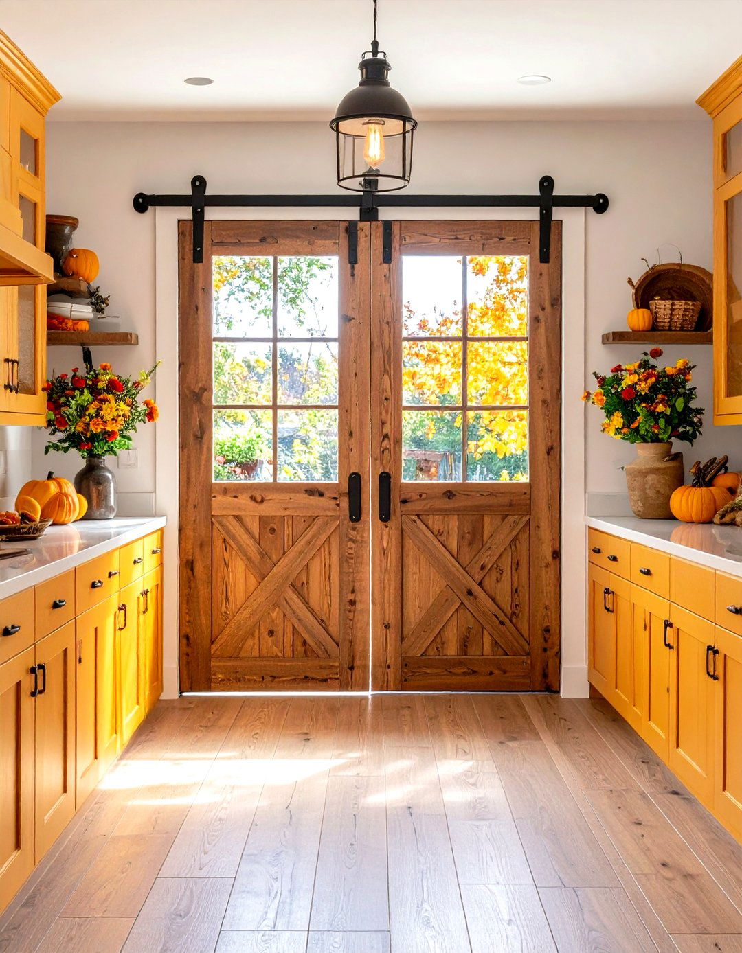 Pantry Shelves with a Sliding Barn Door - 30 pantry shelf ideas