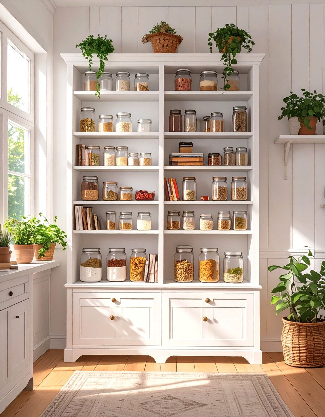 Pantry using a Repurposed Bookcase - 30 small kitchen pantry ideas