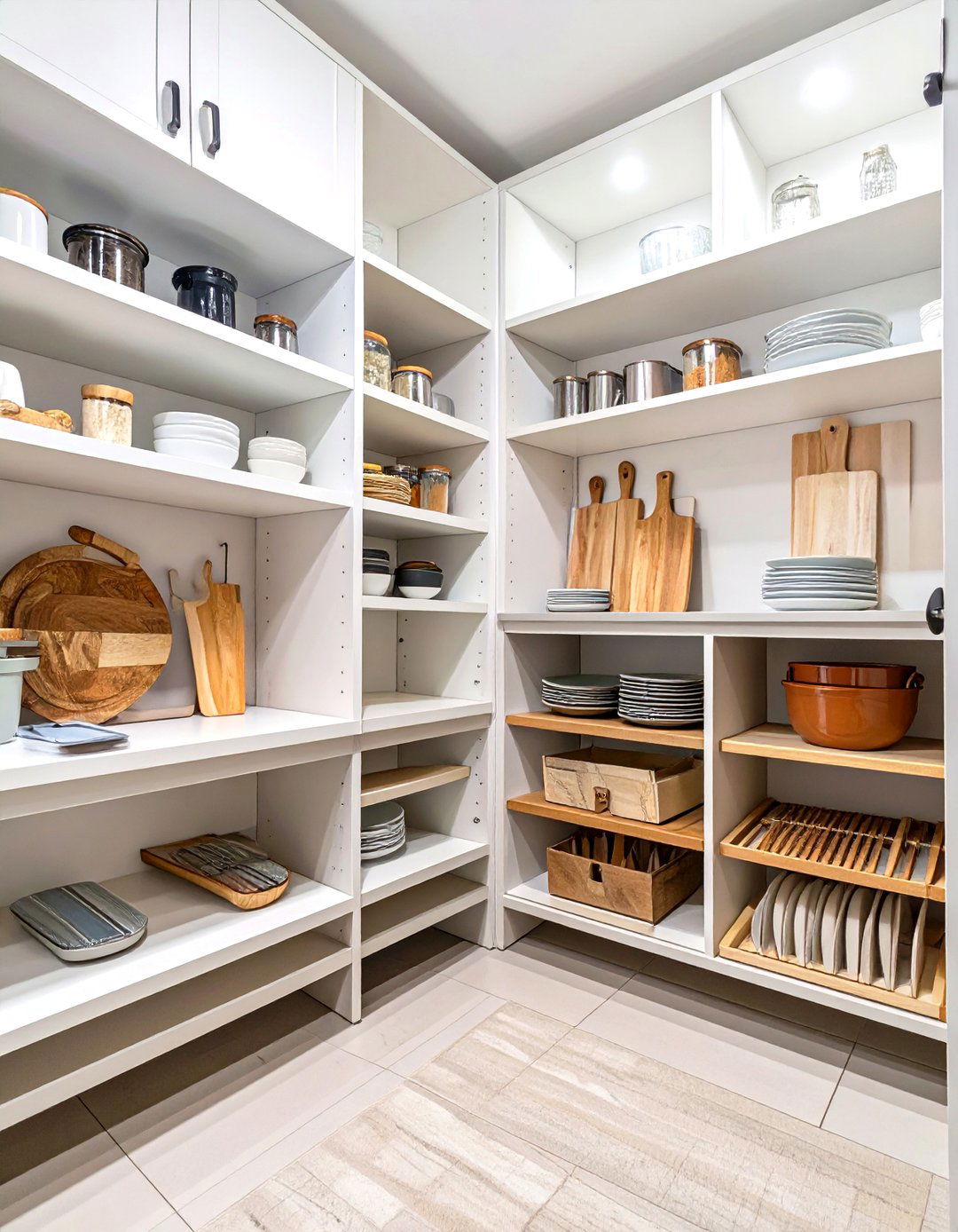 Pantry with Vertical Dividers - 30 corner pantry ideas