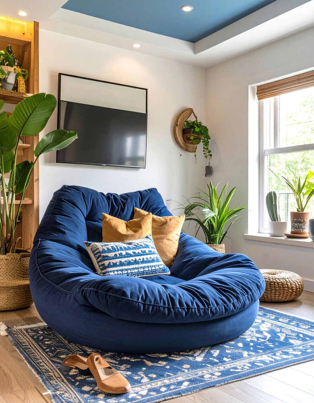 Papasan Chair - 30 small home theater seating ideas