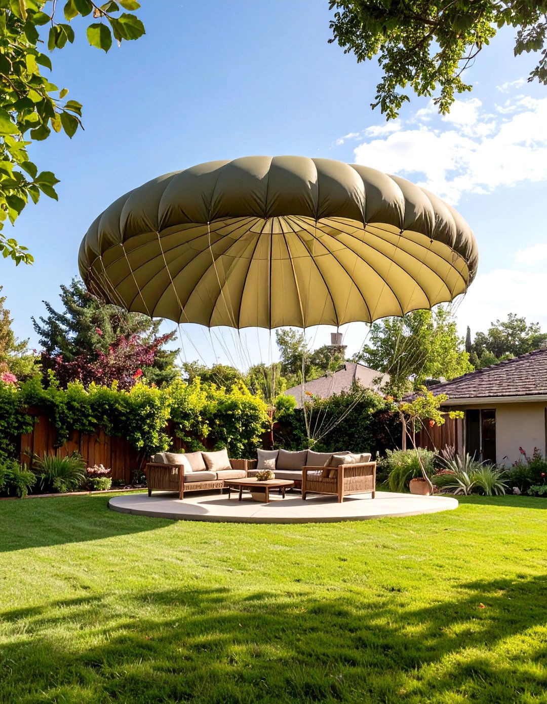 Parachute Canopy - 30 cheap patio cover ideas