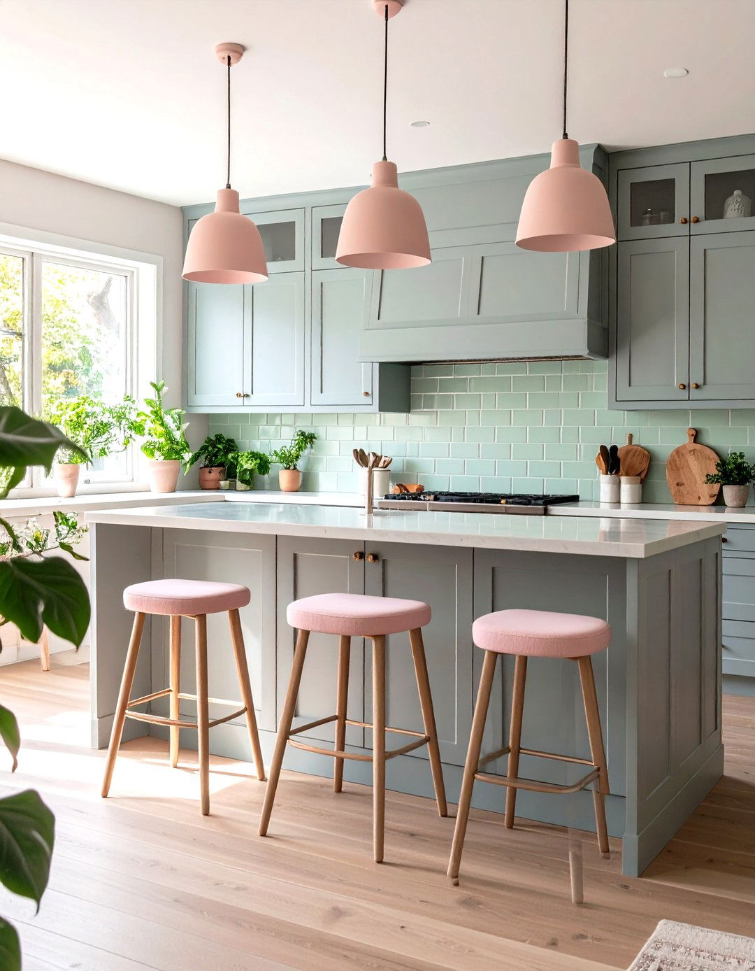 Pastel Accented Grey Kitchen - 30 grey kitchen cabinets ideas