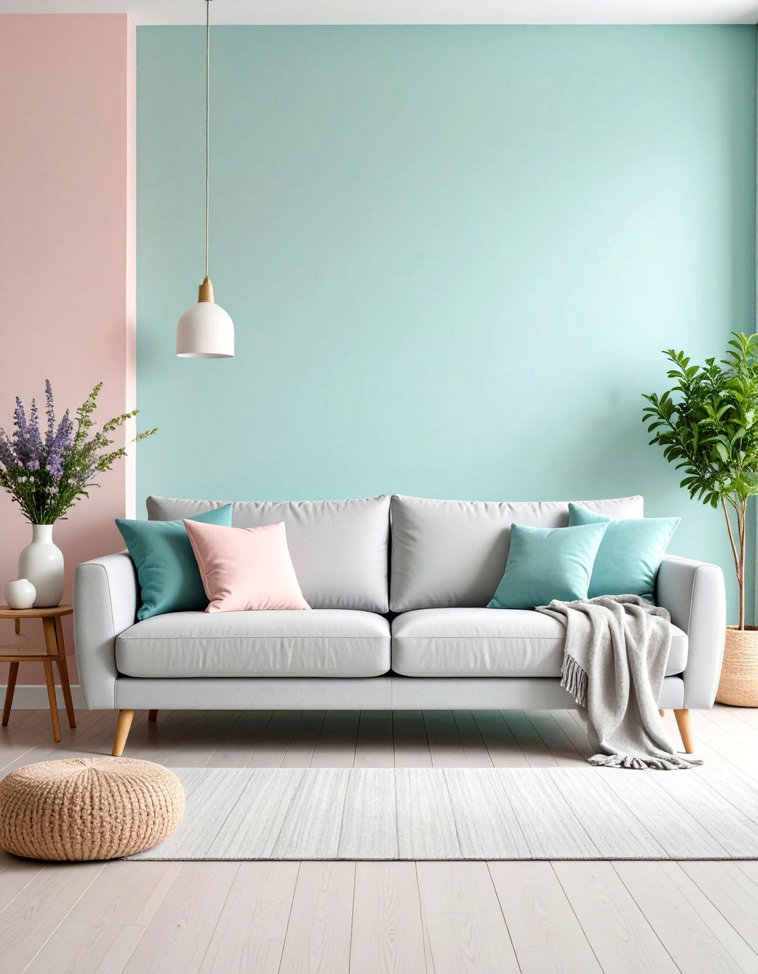 Pastel Hues Living Room - 30 light grey couch living room ideas