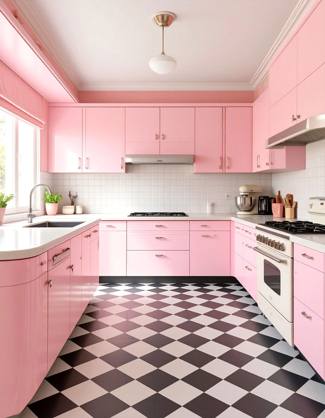 Pastel Pink Retro Kitchen - 30 colorful kitchen ideas