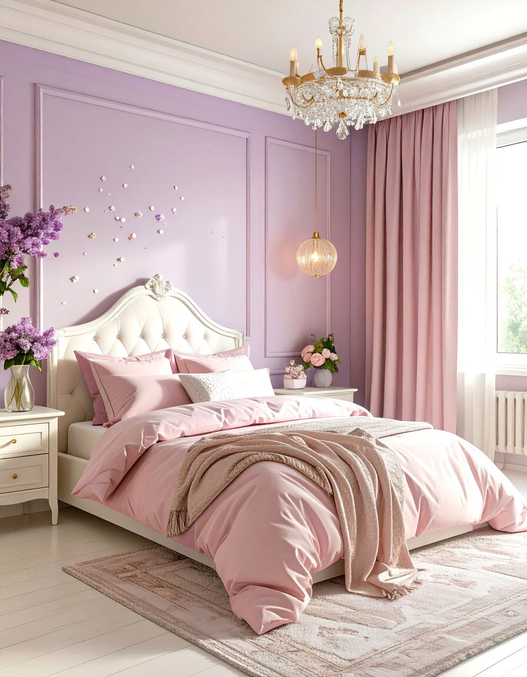 Pastel Pink and Lilac Bedroom - 30 girls bedroom ideas pink