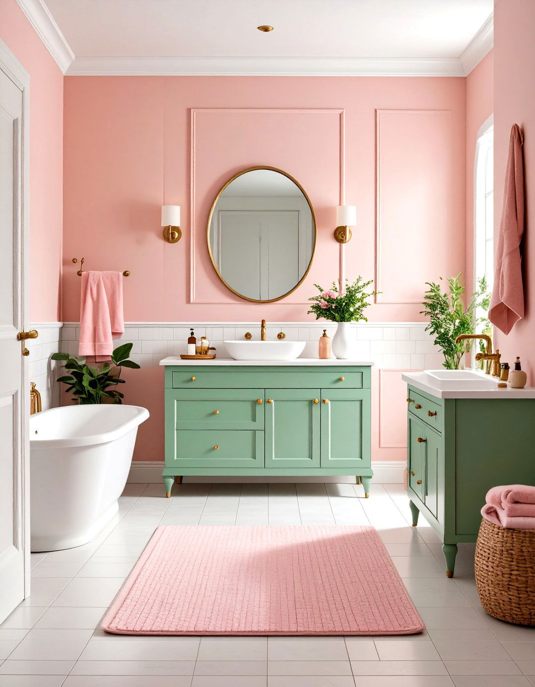 Pastel Pink and Mint Green Combination - 30 pink bathroom ideas