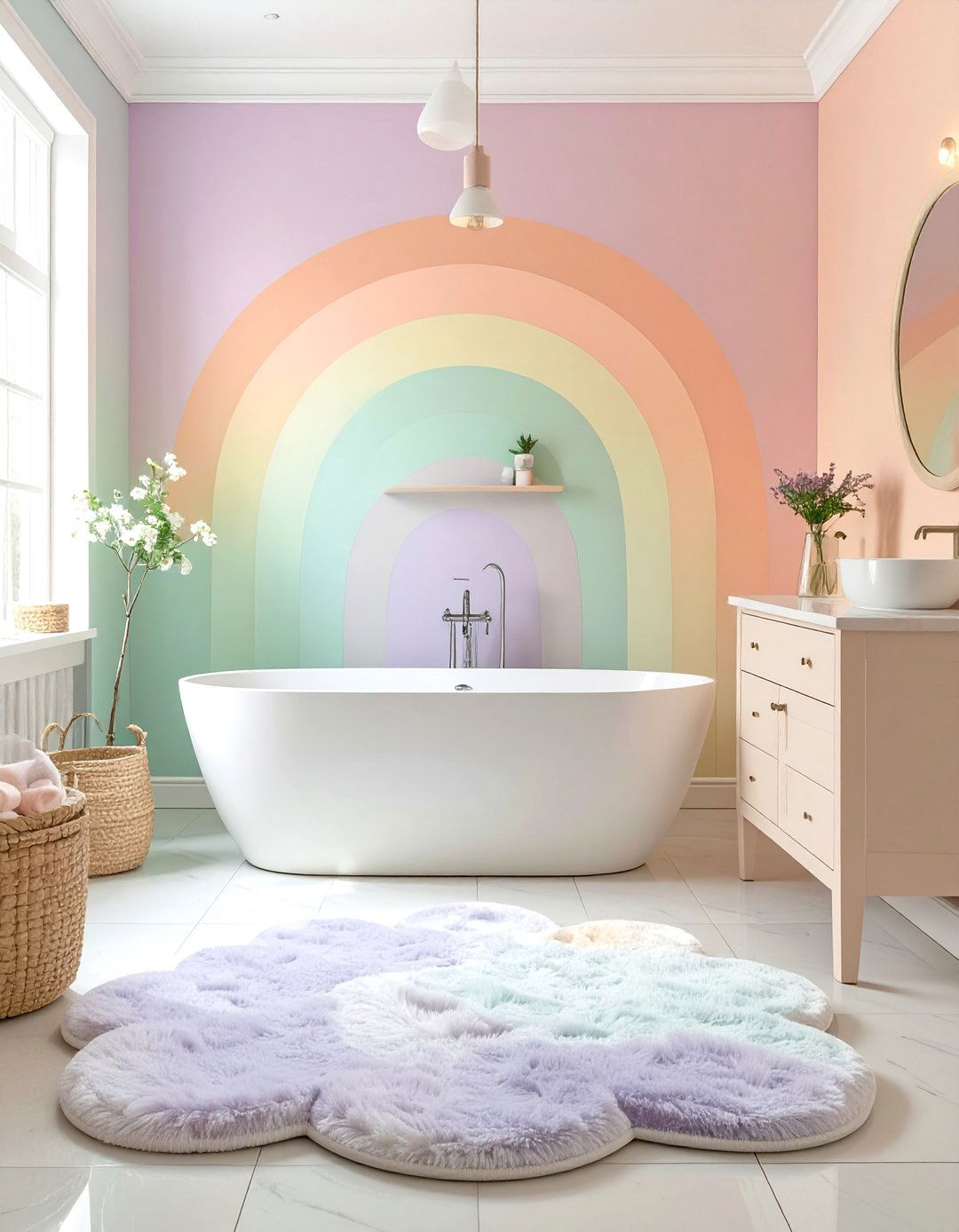 Pastel Rainbow Bathroom - 30 girls bathroom ideas