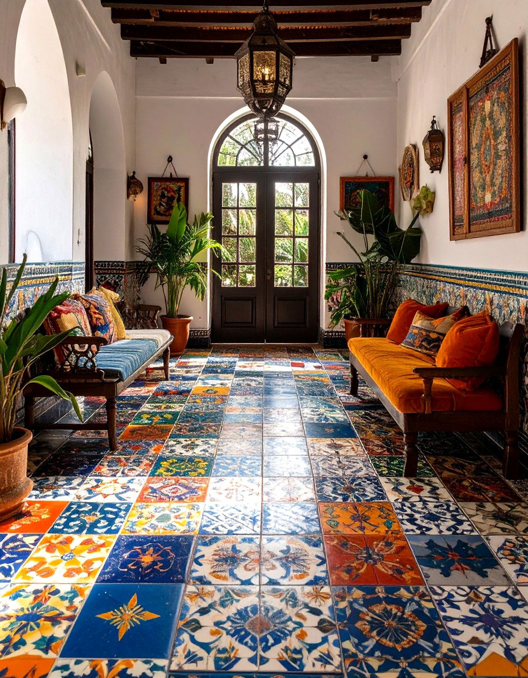 Patchwork Pattern Foyer Tile - 30 foyer tile ideas