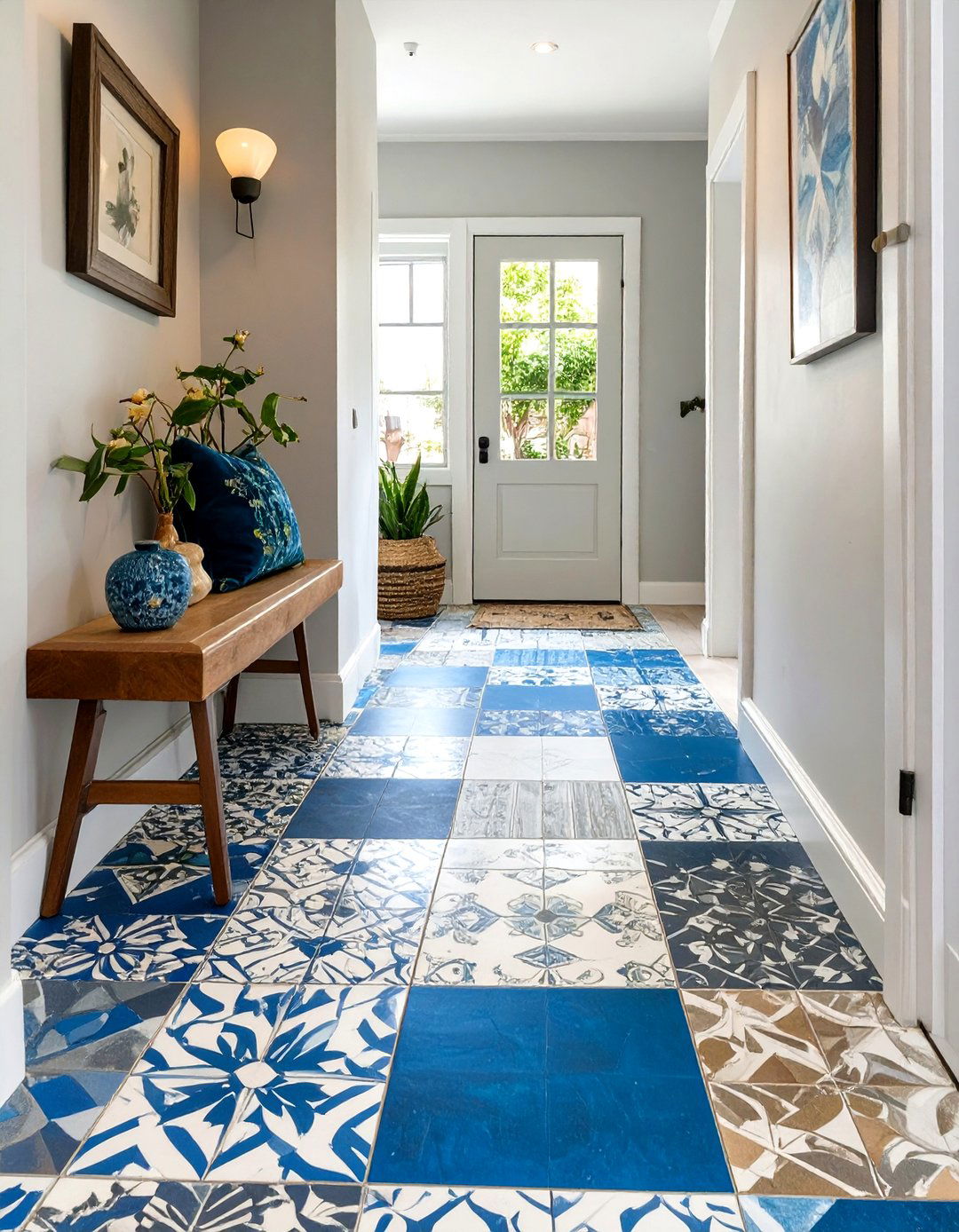 Patchwork Patterned Tile - 30 modern entryway tile ideas