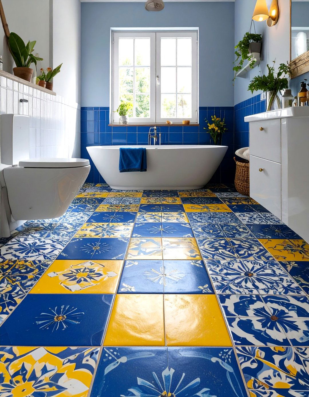 Patchwork Patterned Tiles - 30 bathroom floor tile ideas 2025