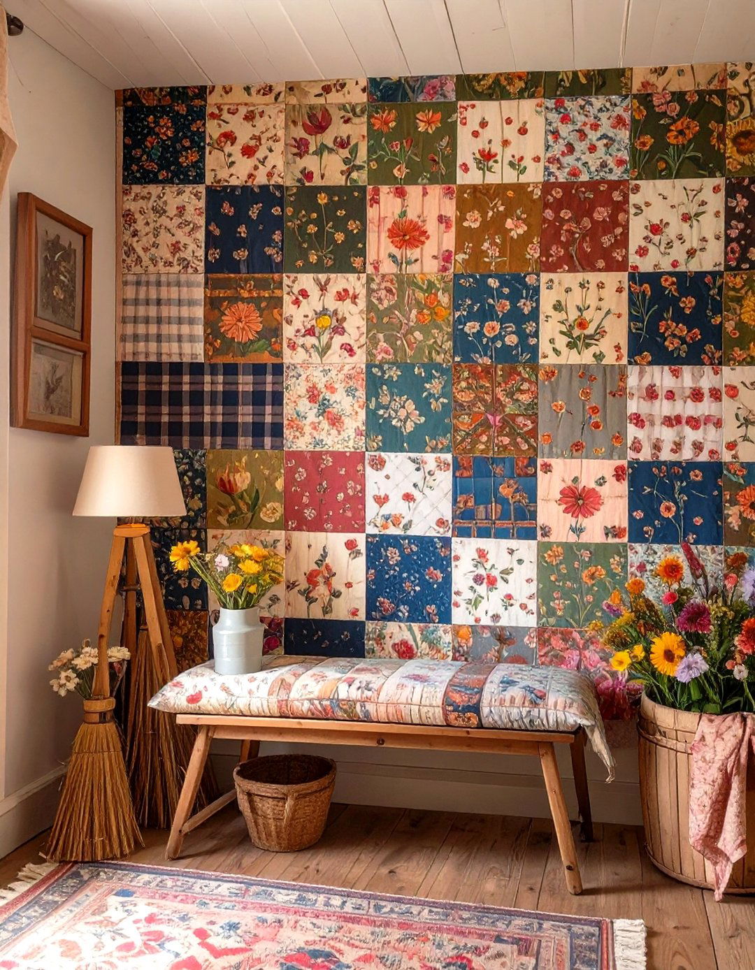 Patchwork Quilt Broom Wallpaper - 30 broom wallpaper ideas