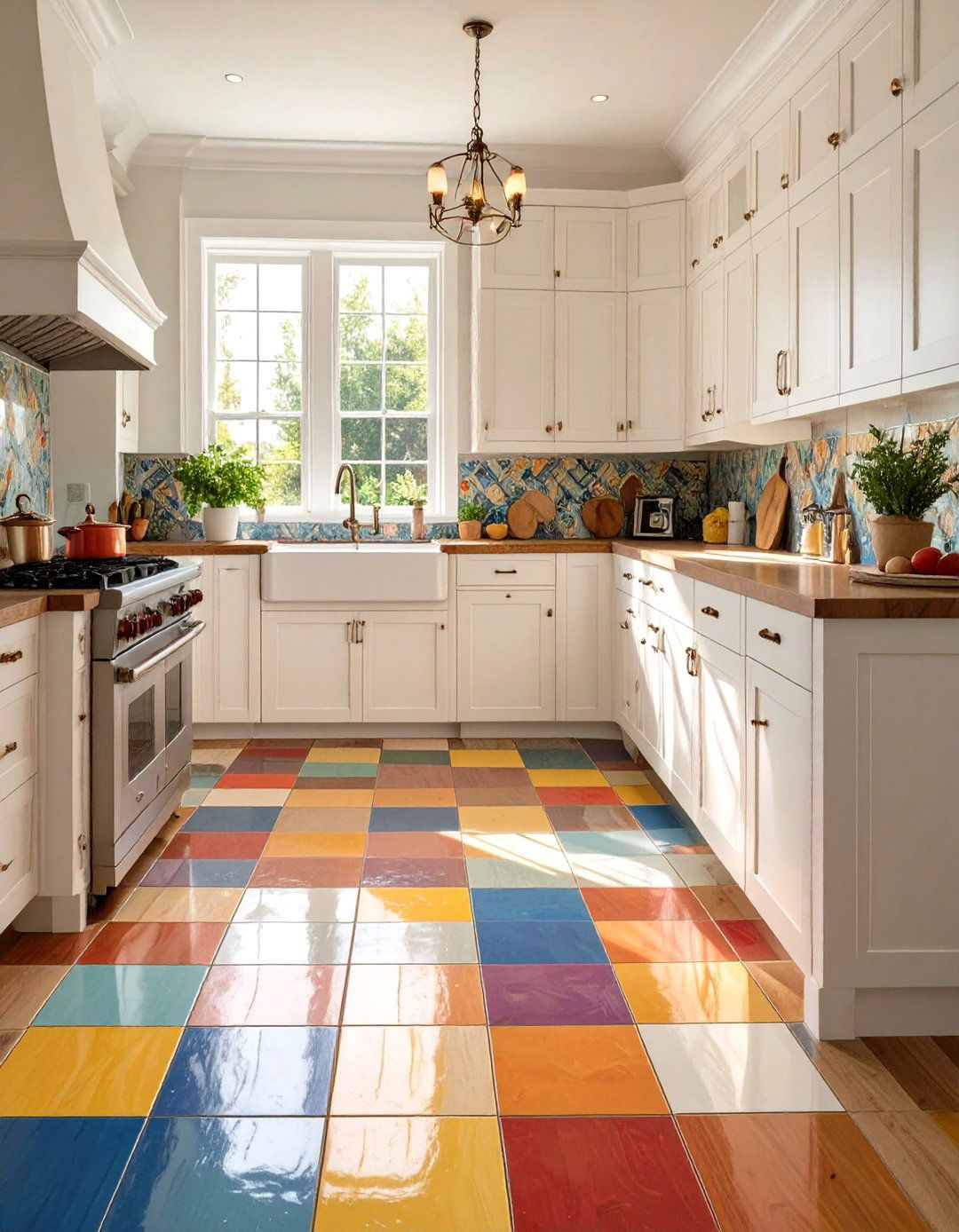 Patchwork Tile Pattern Vinyl Flooring - 30 vinyl kitchen flooring ideas