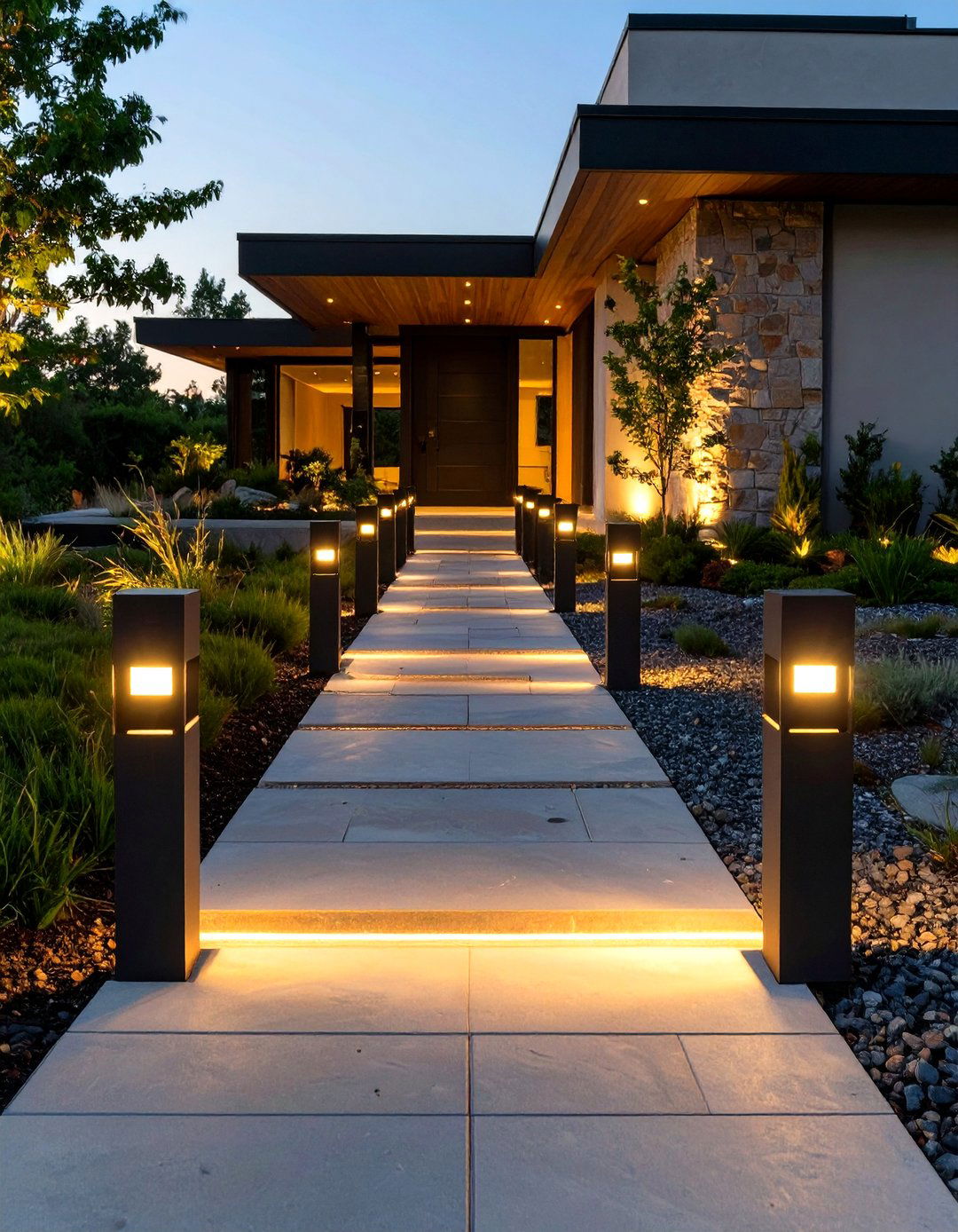 Pathway Lighting Bollards - 30 modern outdoor lighting ideas for front of house