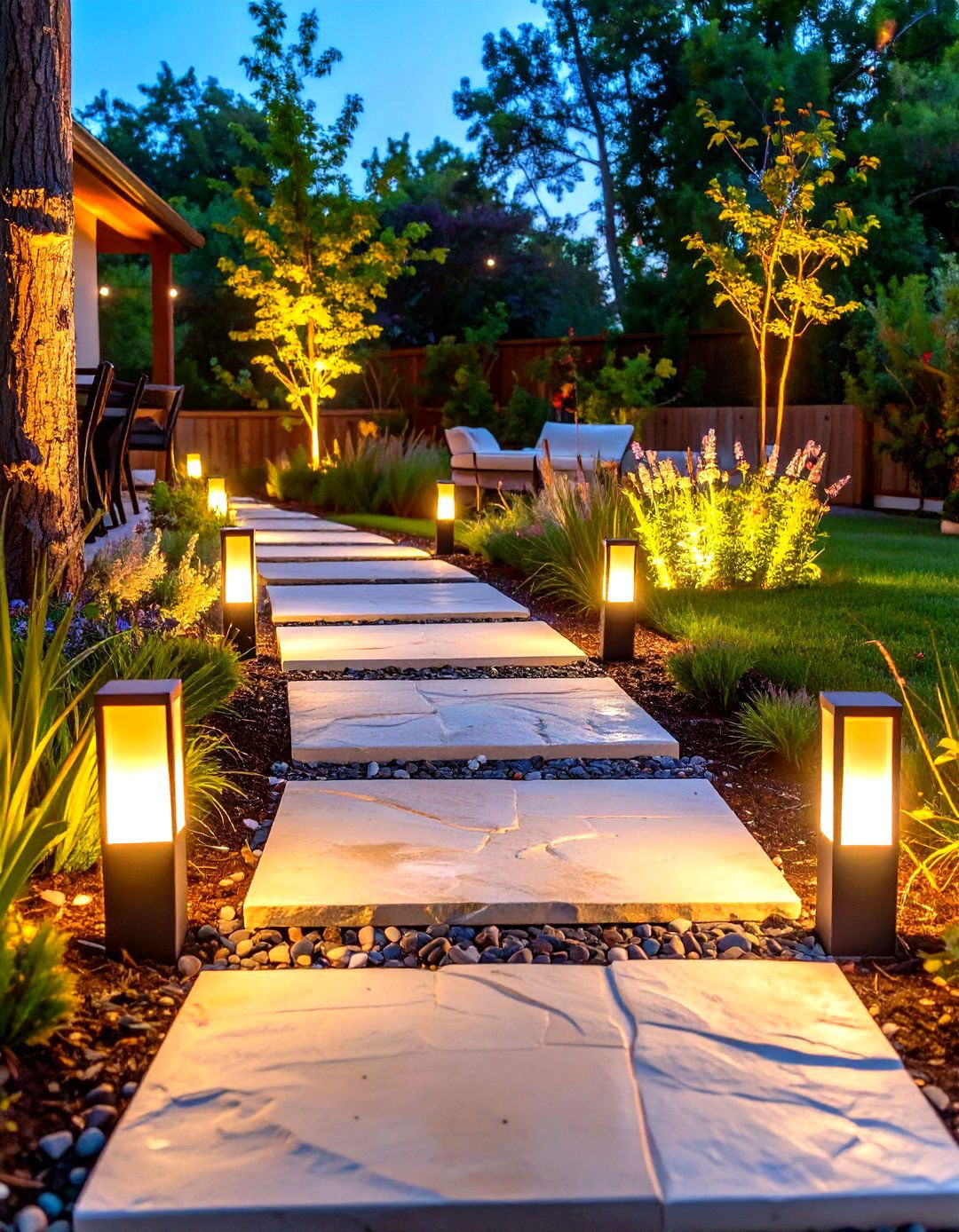 Pathway Lighting with Solar Stakes - 30 small backyard wedding ideas
