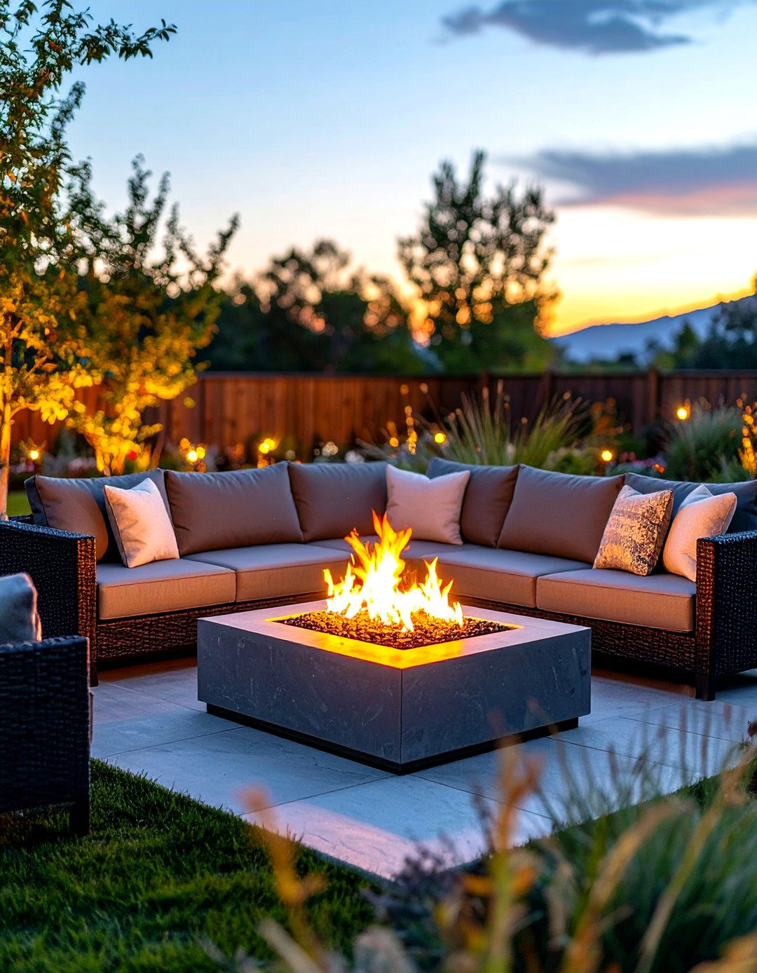 Patio Conversation Set with a Fire Pit Table - 30 patio furniture ideas
