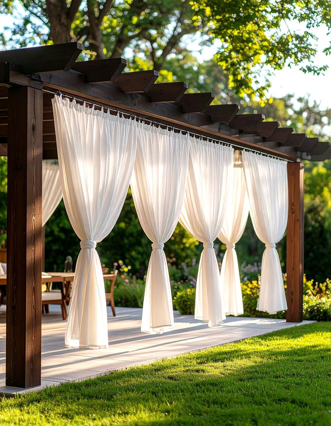Patio Curtains on a Tension Wire System - 30 patio curtain ideas