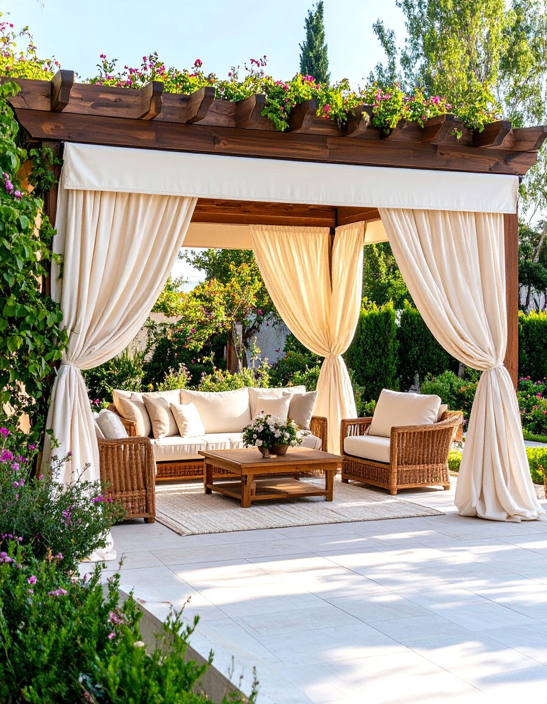 Patio Curtains with a Decorative Valance - 30 patio curtain ideas