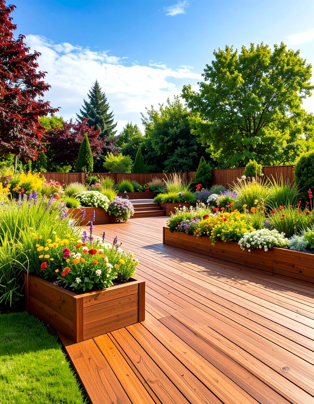 Patio Deck with Built In Planters - 30 patio deck ideas